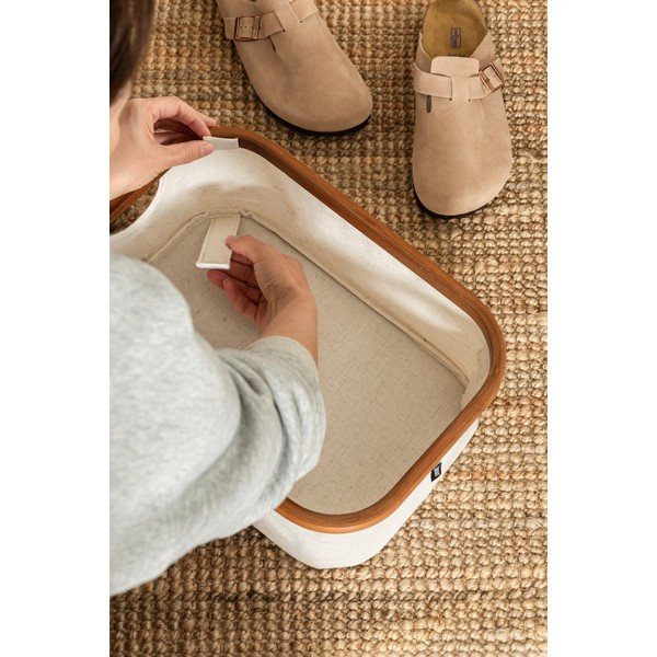Cutie de depozitare crem din material textil 38x26x16 cm Bamboo/Linen – Bigso-image-3