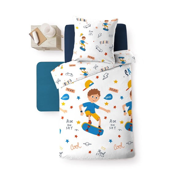 Lenjerie de pat pentru copii din microfibră pentru pat de o persoană 140x200 cm Skateboy – douceur d'intérieur