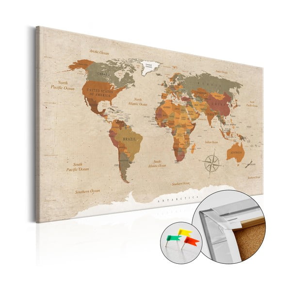 Hartă decorativă a lumii Artgeist Beige Chic 60 x 40 cm
