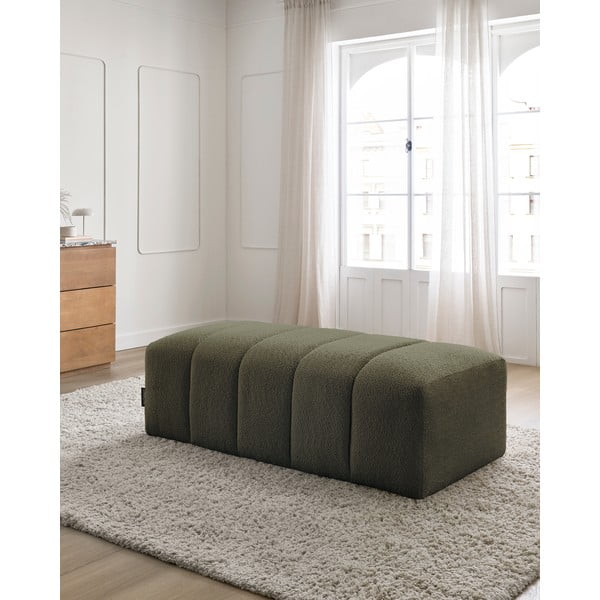 Taburet verde cu tapițerie din țesătură bouclé Annecy – Bobochic Paris-image-1