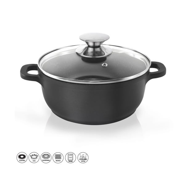 Oală din aluminiu neaderent cu capac din sticlă Orion Grande, ⌀ 24 cm-image-3