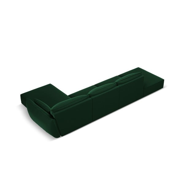 Colțar verde închis cu tapițerie din catifea (cu colț pe partea dreaptă, cu șezlong) Vanda – Mazzini Sofas-image-3