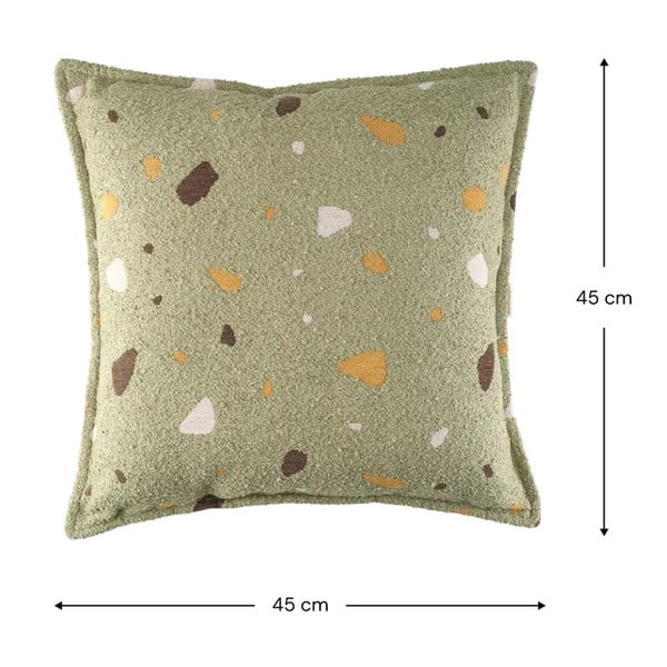 Pernă decorativă pentru copii verde cu tapițerie din țesătură bouclé/cu tapițerie din chenille Terrazzo Block – Wigiwama-image-2