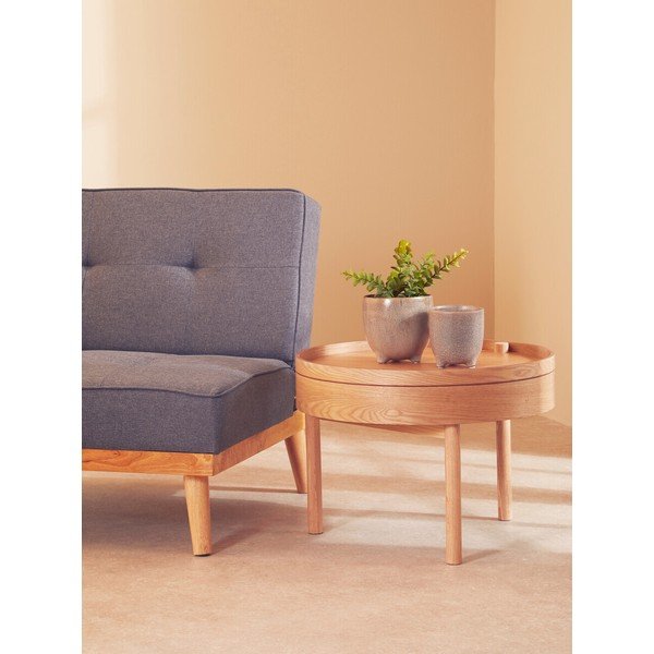Măsuță auxiliară rotundă cu aspect de lemn de pin ø 60 cm Viborg – Premier Housewares-image-4