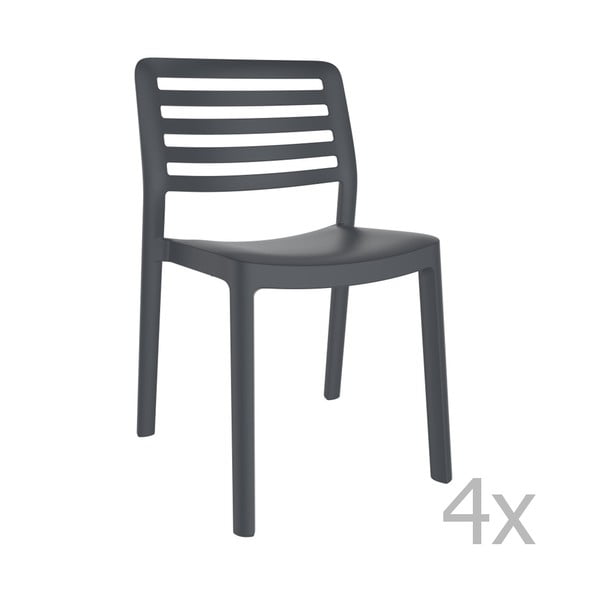 Set 4 scaune de grădină Resol Wind, gri închis