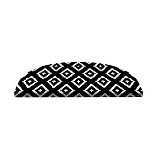 Set 16 covorașe pentru scări Vitaus Art, 20 x 65 cm, alb - negru