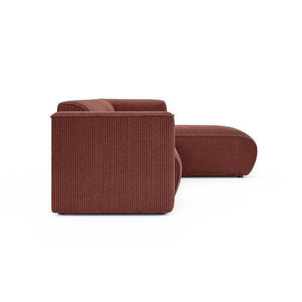 Colțar teracotă cu tapițerie din catifea reiată  (cu colț pe partea dreaptă/cu șezlong) Merid  – Ropez-image-3