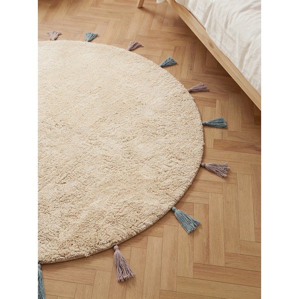 Covor pentru copii crem lavabil/țesut manual din bumbac ø160 cm Snuggle Sunna – Hanse Home-image-2