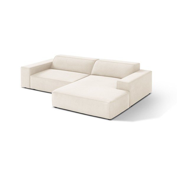 Colțar modular crem cu tapițerie din catifea (cu colț pe partea dreaptă/cu șezlong) Jodie – Micadoni 