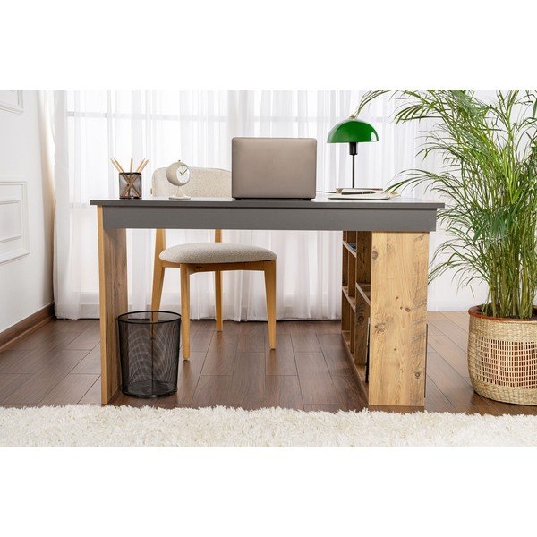 Birou cu aspect de lemn de pin 120x130 cm Vesper – Kalune Design-image-4