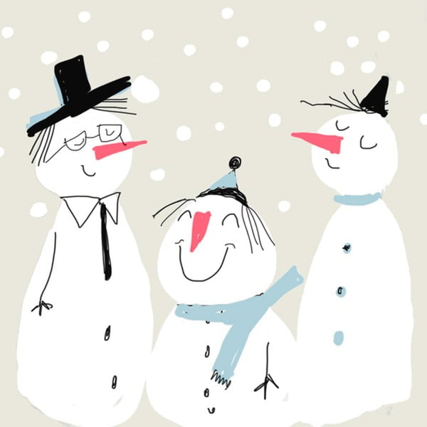 Set 10 șervețele din hârtie cu motive de Crăciun PPD Smiling Snowmen