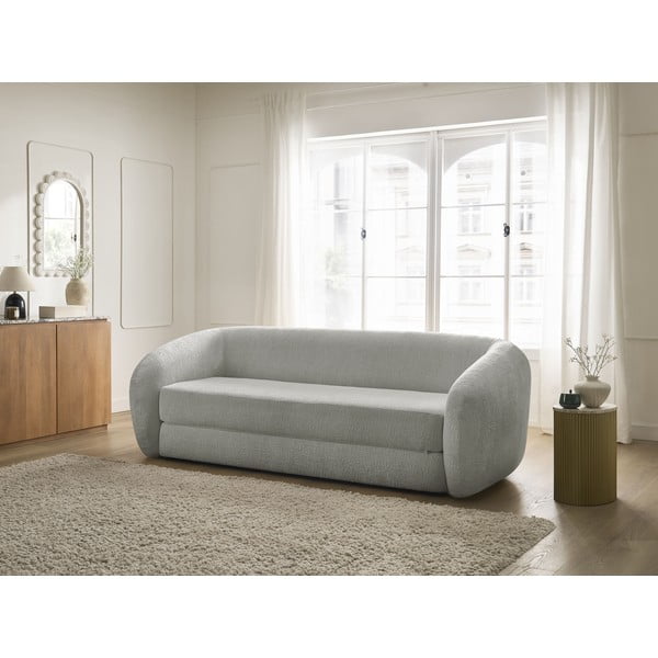 Canapea gri deschis extensibilă cu tapițerie din chenille 228 cm Neyo – Bobochic Paris-image-1