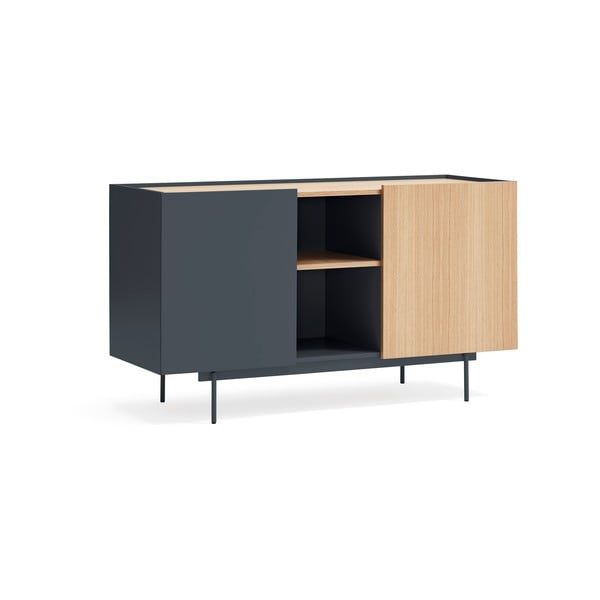 Comodă gri antracit-natural joasă cu aspect de lemn de stejar 130x78 cm Otto – Teulat-image-2