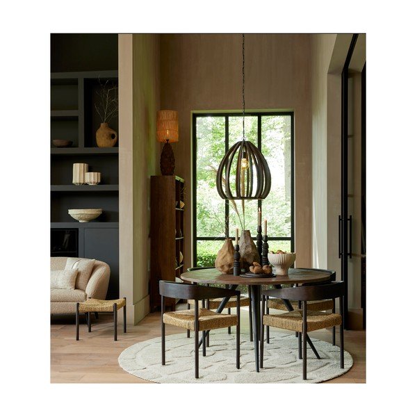 Bibliotecă în culoare naturală din lemn masiv de mango 95x190 cm Sondrio – Light & Living-image-3