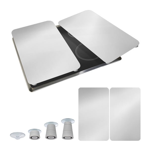 Set 2 protecții din sticlă pentru aragaz Wenko Universal Silver-image-2