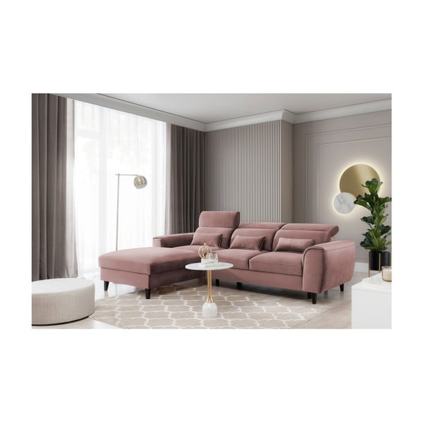 Colțar roz extensibil/cu spațiu de depozitare cu tapițerie din catifea (cu colț pe partea stângă/cu șezlong) Foble – ELTAP-image-3
