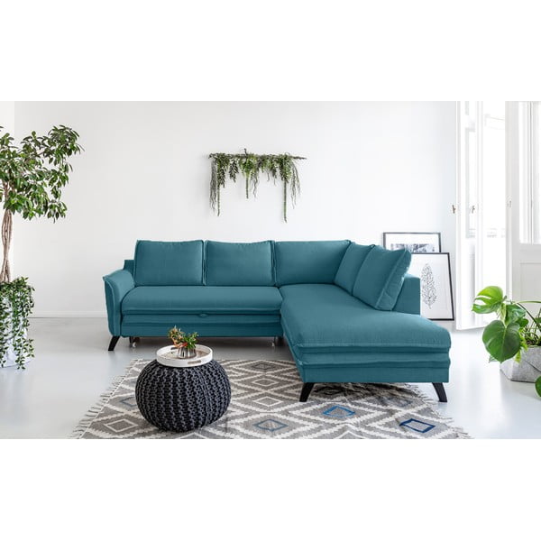 Colțar extensibil cu șezlong pe partea dreaptă Miuform Charming Charlie L, turcoaz-image-1