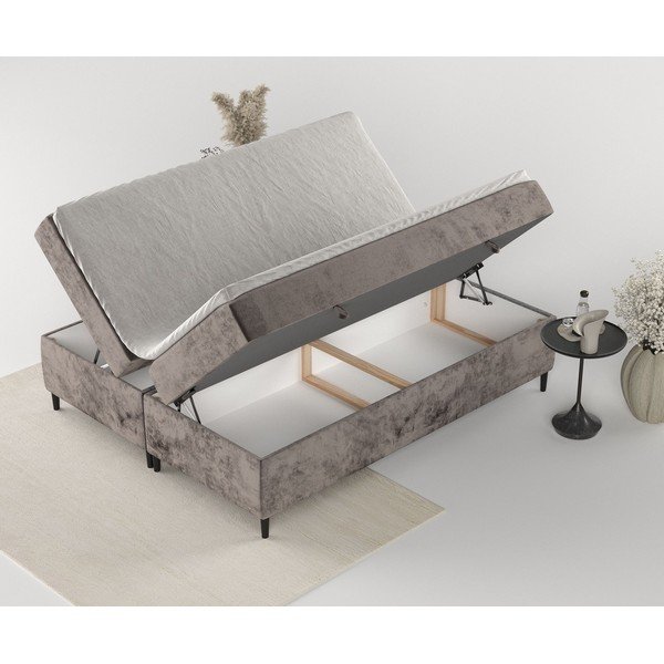 Pat boxspring maro cu spațiu de depozitare 180x200 cm Araya – Maison de Rêve-image-4