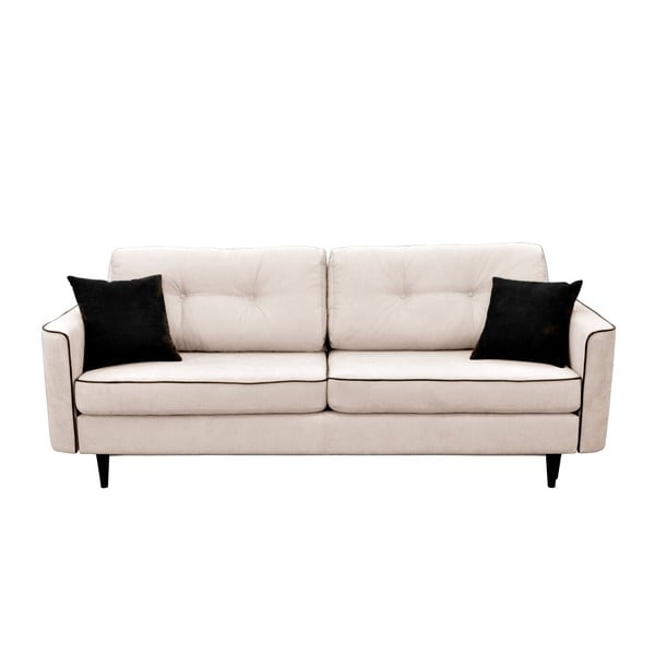 Canapea extensibilă cu picioare negre Mazzini Sofas Magnolia, crem