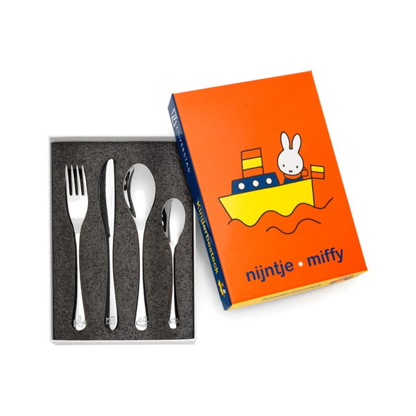 Tacâmuri argintii pentru copii din oțel inoxidabil 4 buc. Miffy – Zilverstad