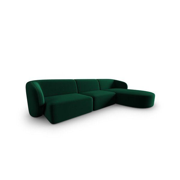 Colțar verde cu tapițerie din catifea (cu colț pe partea dreaptă, cu șezlong) Paolo – Milo Casa-image-1