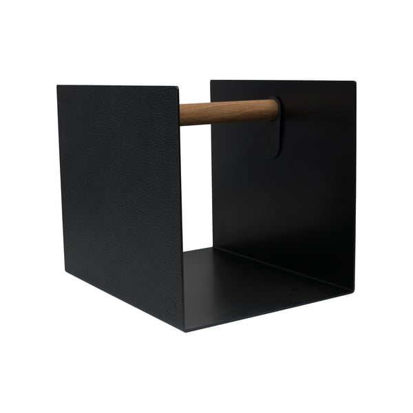 Cutie de depozitare neagră-gri antracit din metal și din piele ecologică decorativă 32x38x31 cm Hippo – LIND DNA