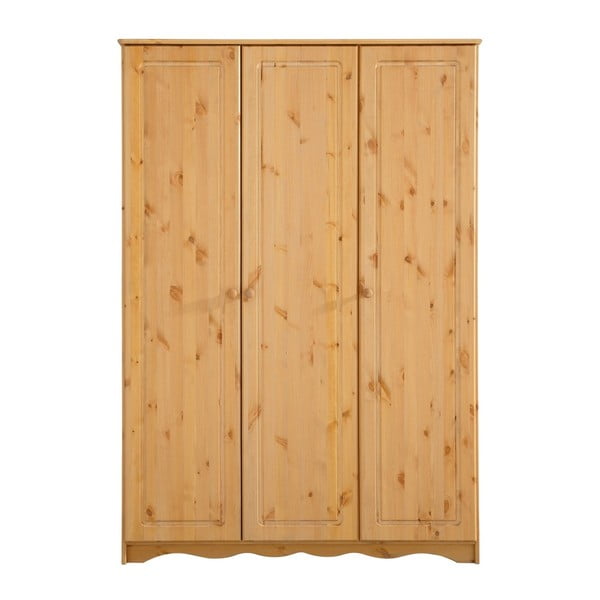 Șifonier din lemn de pin masiv cu 3 uși Støraa Amanda, natural