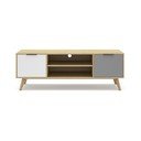 Comodă TV natural/gri/alb din lemn de pin 140x53 cm Elfa – Marckeric