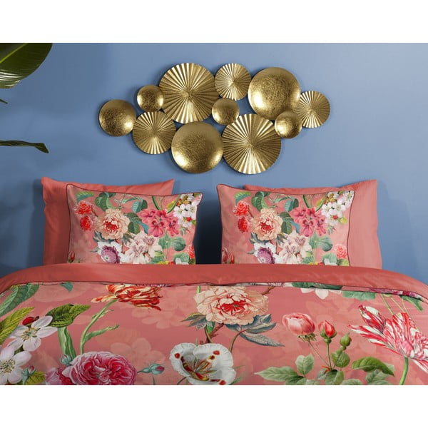 Lenjerie de pat portocalie din bumbac satinat pentru pat dublu, extinsă 240x220 cm Amalia – Descanso-image-2