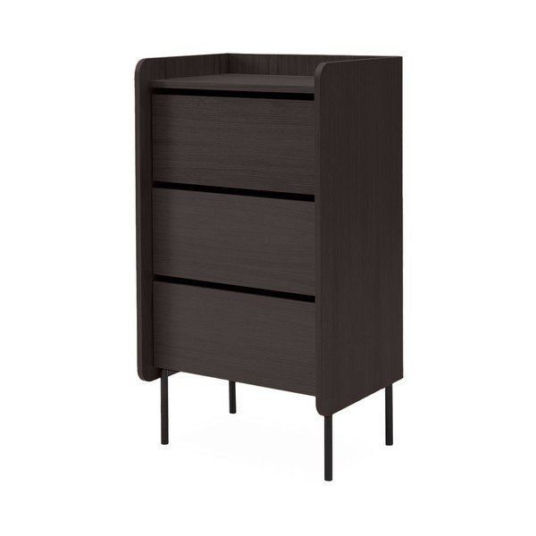 Comodă neagră înaltă cu aspect de lemn de stejar 60x108,5 cm Wrap – Bonami Selection-image-2