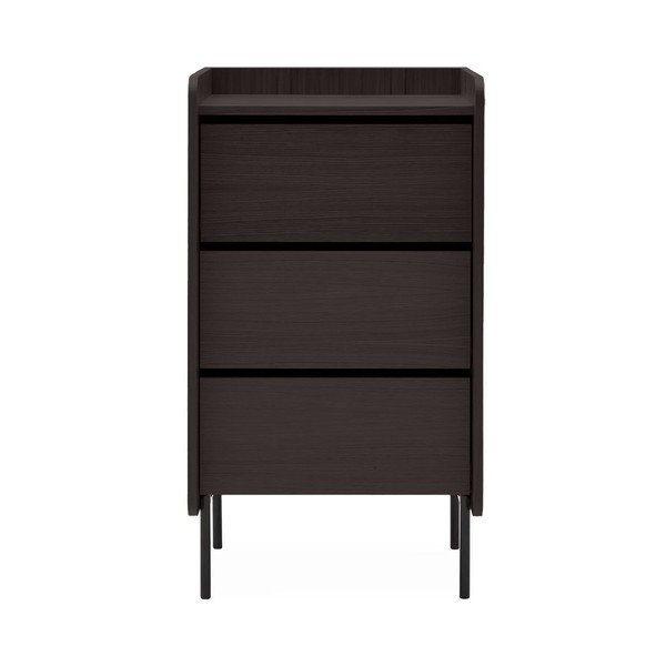 Comodă neagră înaltă cu aspect de lemn de stejar 60x108,5 cm Wrap – Bonami Selection