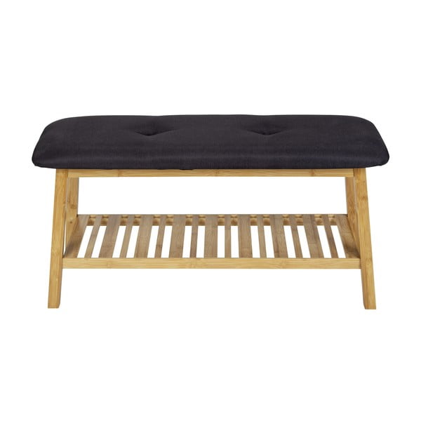 Pantofar negru/natural  cu bancă din bambus Ecori – Wenko-image-3