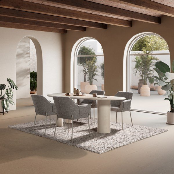 Set de scaune de living maro deschis cu cotiere tapițat Suma – MOME-image-2