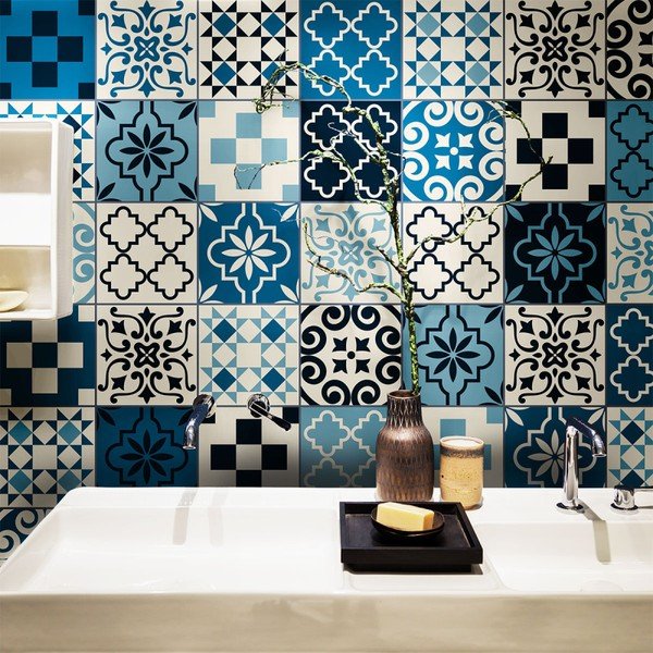 Set 60 autocolante de perete Ambiance Tiles Azulejos Caralinera, 15 x 15 cm-image-1