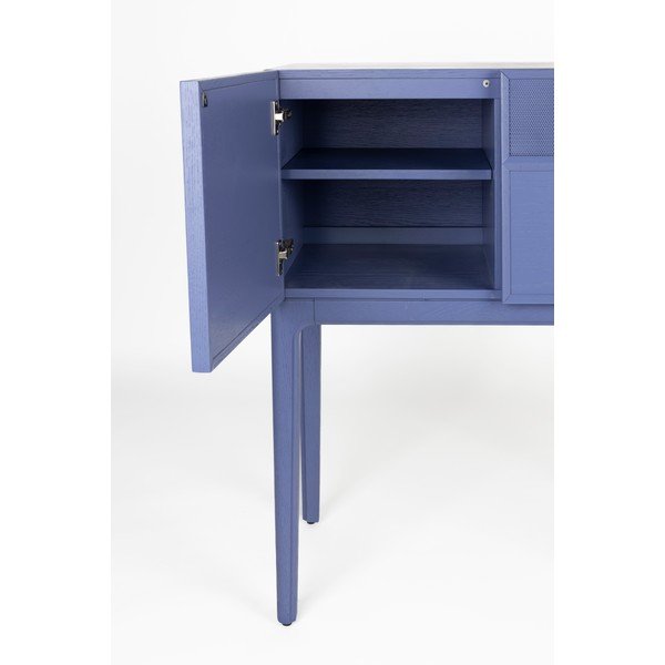 Comodă albastră cu aspect de lemn de stejar 80x100x45 cm June – Zuiver-image-3