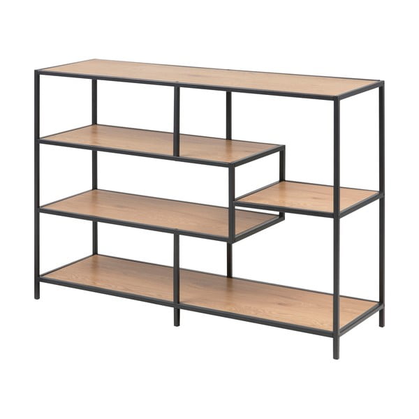 Bibliotecă neagră/cu aspect de lemn de stejar 114x78 cm Seaford – Actona-image-2