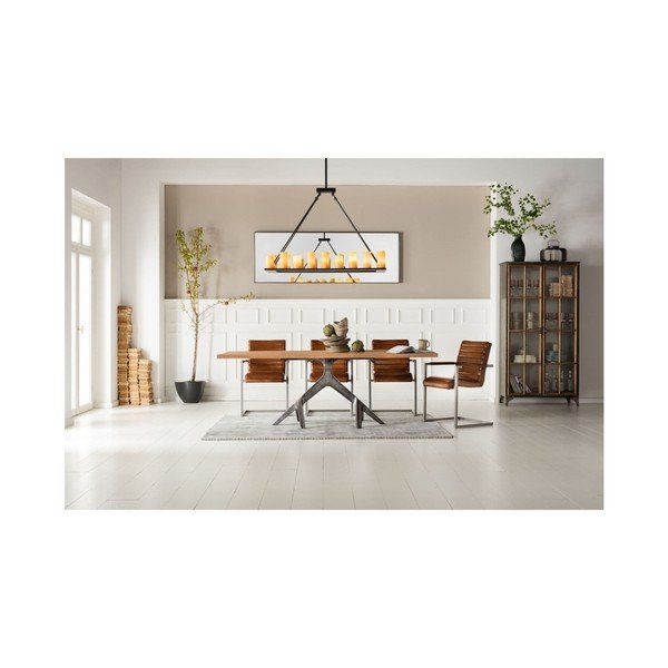 Scaun din piele cu cotiere Kare Design Cantilever, maro-image-4