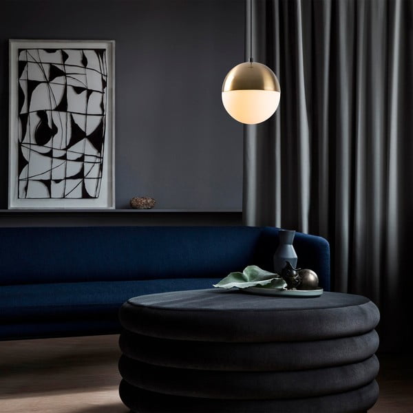 Lustră albă/aurie cu abajur din sticlă ø 20 cm Bastos – Opviq lights-image-1