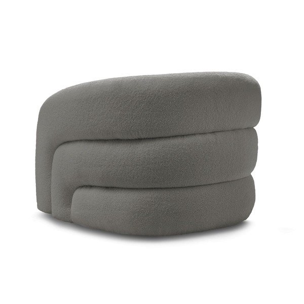 Fotoliu gri pivotant cu tapițerie din țesătură bouclé Elina – Bobochic Paris-image-4