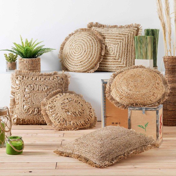 Pernă decorativă din iută ø 40 cm Tournicotti – douceur d'intérieur-image-1