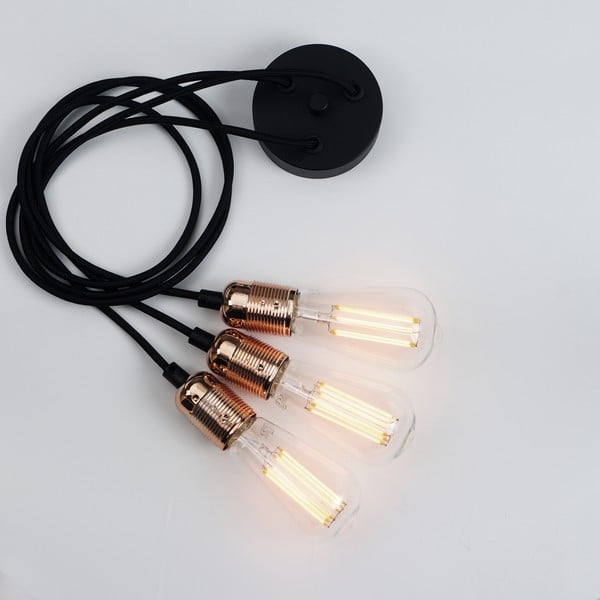 Corp de iluminat cu 3 cabluri Sotto Luce Uno, negru - arămiu-image-4