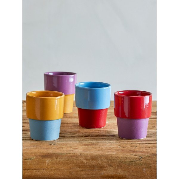 Cești 4 buc. pentru cappuccino din gresie ceramică 150 ml Ewan – Bloomingville-image-1