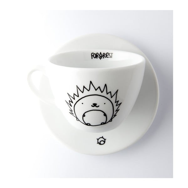 Ceașcă pentru cafea cu farfurie FOR.REST Design Hedgehog, 200 ml
