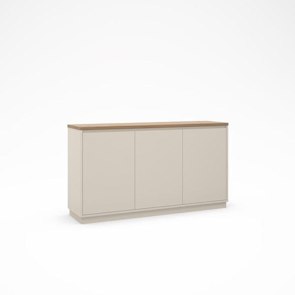 Comodă bej cu aspect de lemn de stejar 152x84x40 cm Loreta – Marckeric-image-2