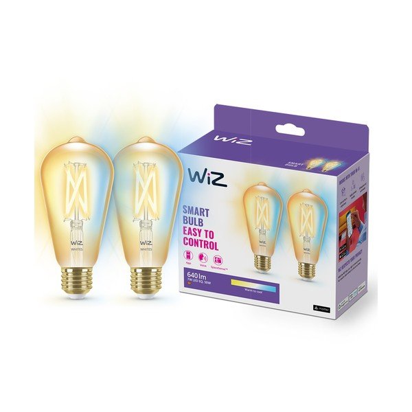 Becuri smart cu filament E27, 2 buc. 7 W – WiZ