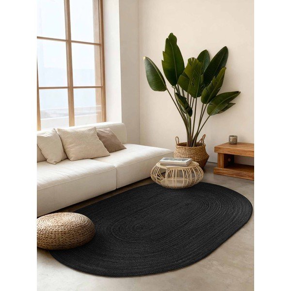 Covor negru reversibil/țesut manual din iută 160x230 cm Braided – Hanse Home-image-1