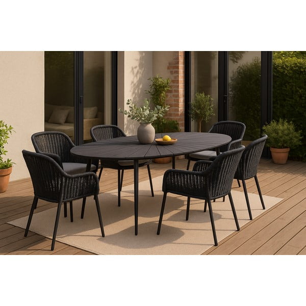 Masă de grădină cu blat artwood Bonami Selection Marienlist, 190 x 115 cm, negru-image-1