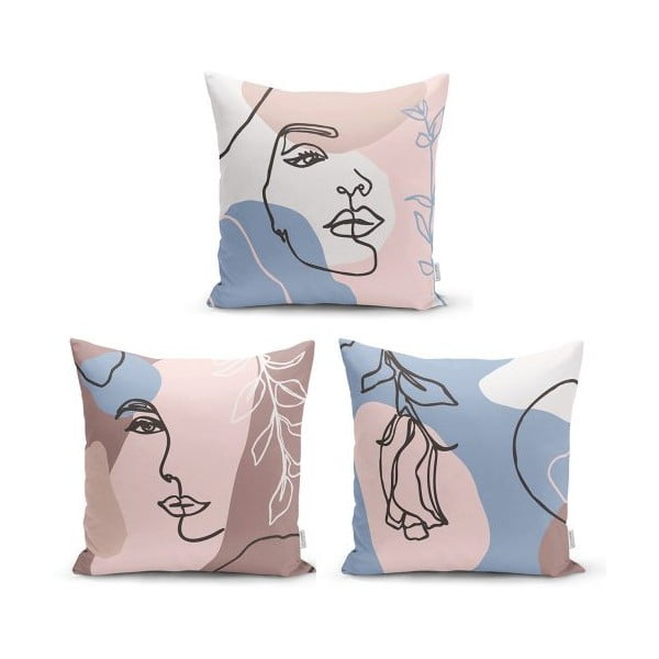 Set 3 fețe de pernă decorative Minimalist Cushion Covers Minimalist Woman, 45 x 45 cm