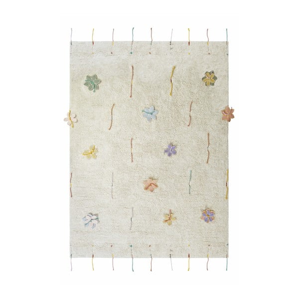 Covor de joacă pentru copii crem din bumbac 120x160 cm Wildflowers – Lorena Canals
