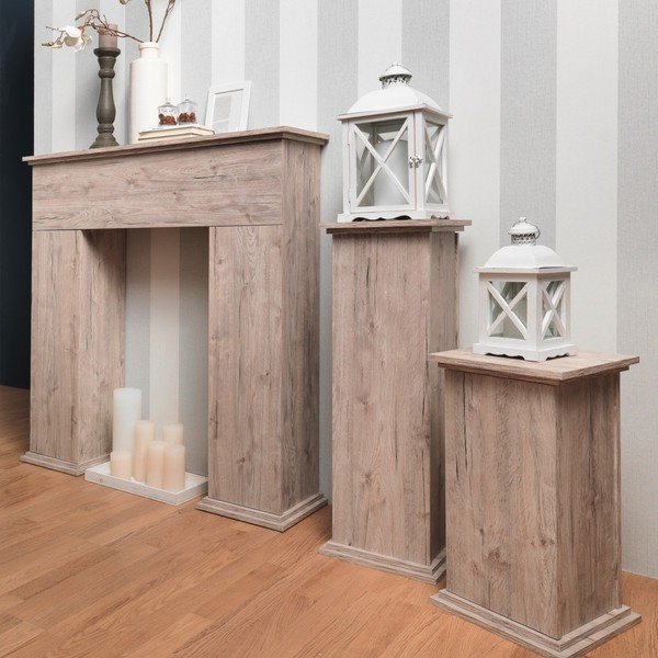 Ornament șemineu cu spațiu depozitare 13Casa Fireplace, decor stejar deschis-image-1